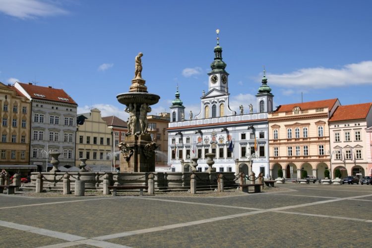 Alun-alun Kota Ceske Budejovice di Ceske Budejovice, Republik Ceko