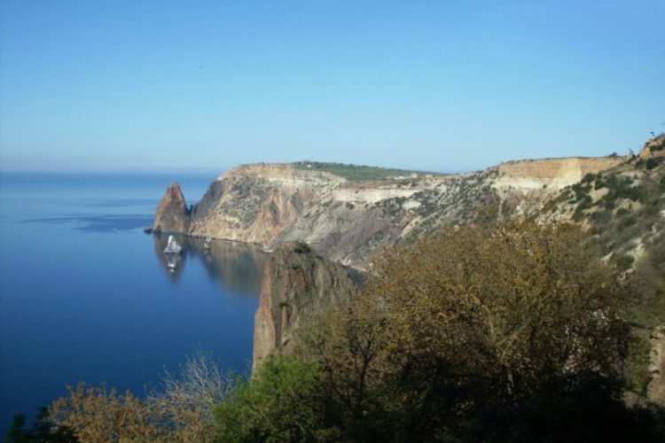 Вид на мыс Фиолент в Балаклаве в Крыму Мыс Фиолент в Балаклаве в Крыму, Россия